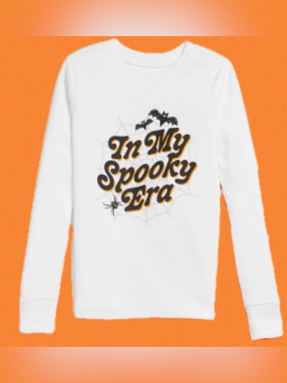 Old Navy White Kids Long-Sleeve 'In My Spooky Era' Pajama Top